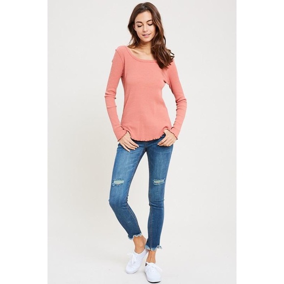 Poppy Frill Hem Thermal Knit Top - Picture 4 of 4